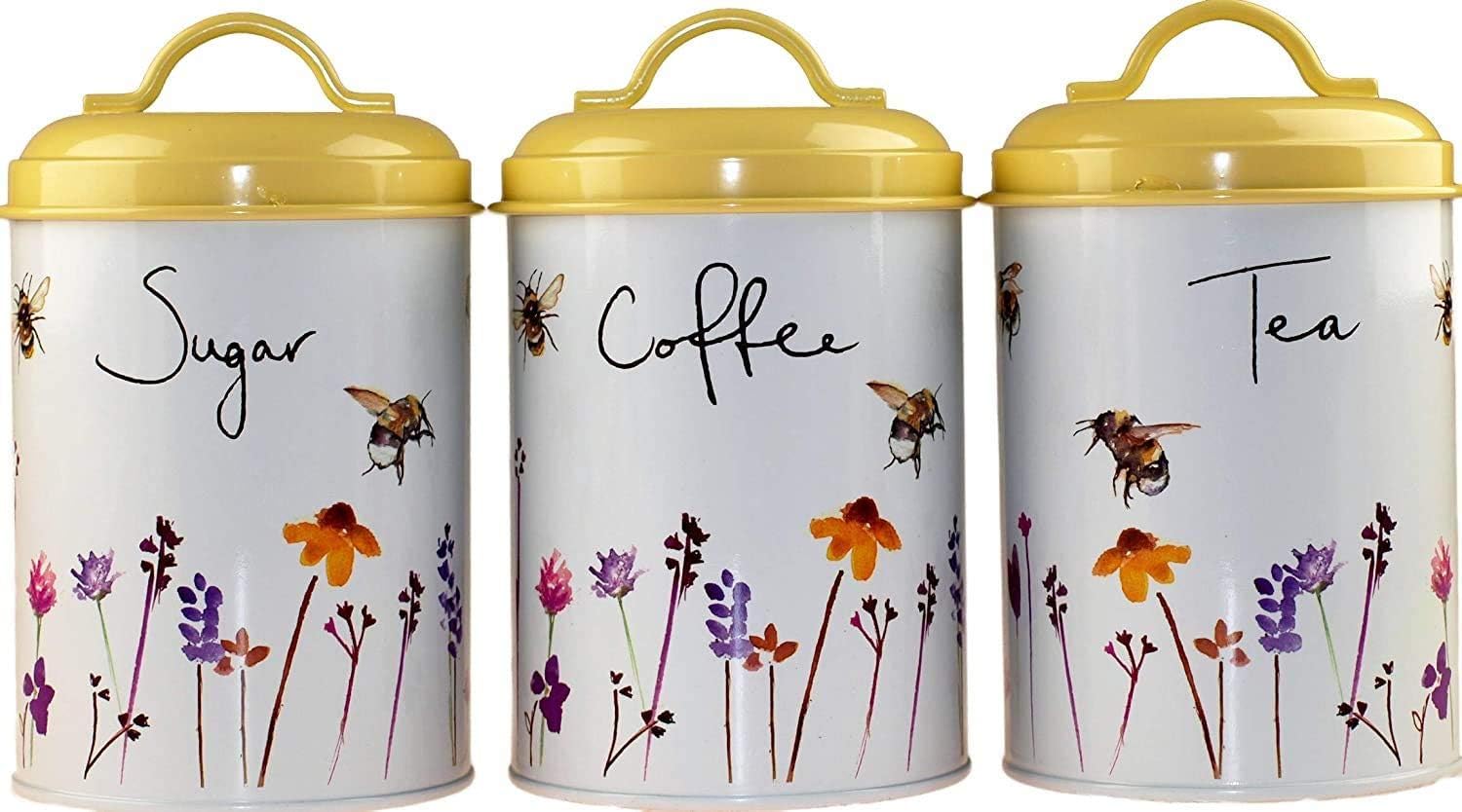 bee tea coffee sugar canisters