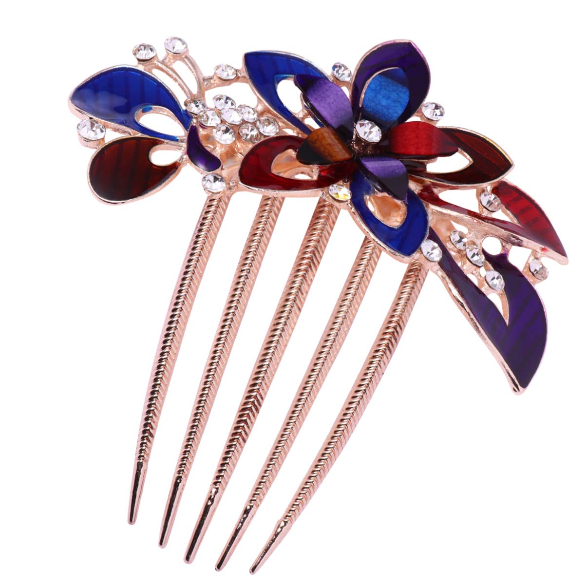 OSALADI Crystal Bride Wedding Hair Comb, Flower Bridal Hair Comb Rhinestone Crystal Clip Bridal Hair Accessories for Women Ladies Wedding, Colorful