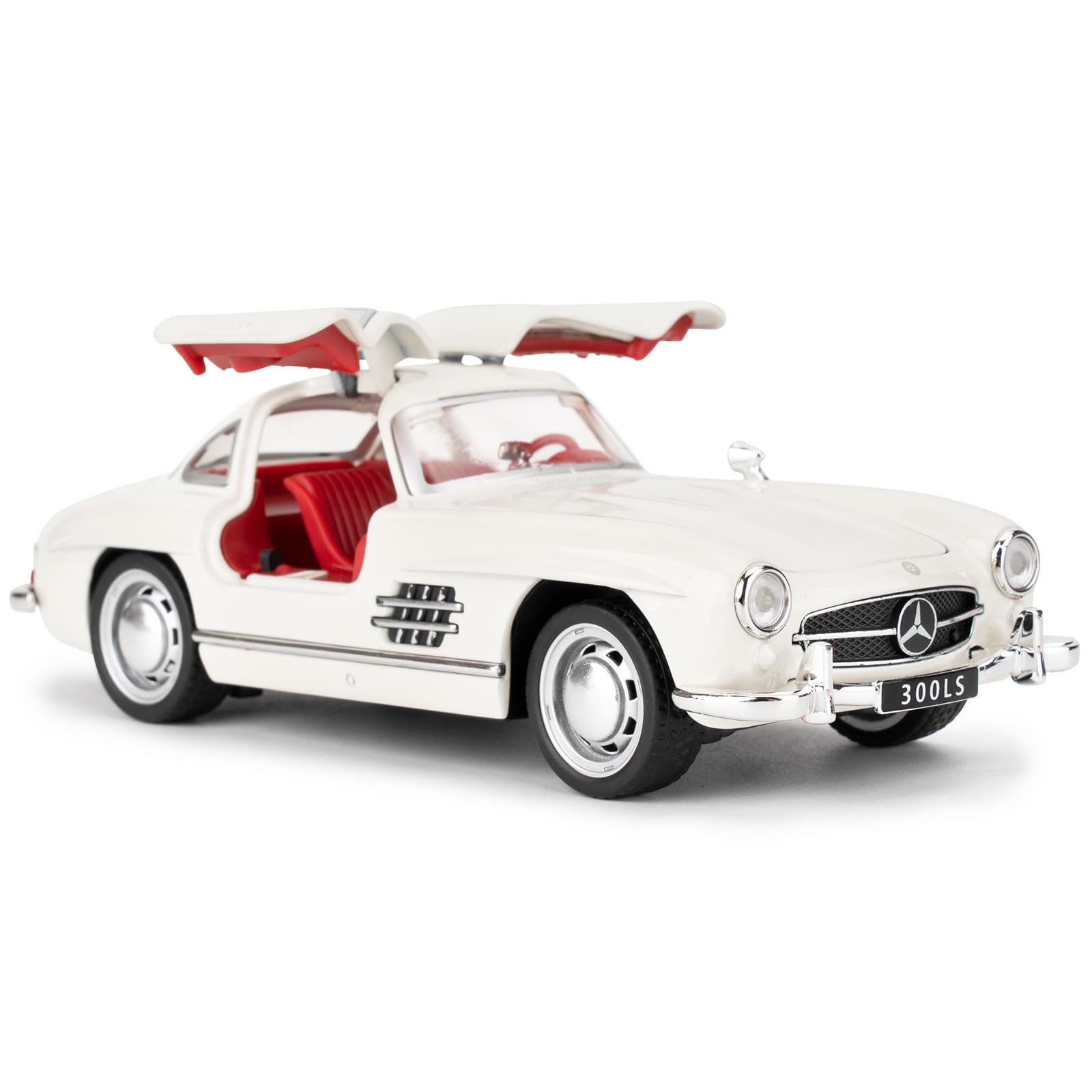 1955 Mercedes-Benz 300sl Vintage Car Model, 1/32 Toy Vehicle with Sound&Light Function and Pull Back Function, Collector's Quality Model Cars, Gift for Kids White