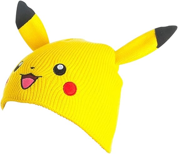 Pokemon Set berretto e guanti invernali caldi e comodi per ragazzi - Design Pikachu - Perfetto per ragazzi da 6 a 12 anni - Set regalo - Nero/Giallo