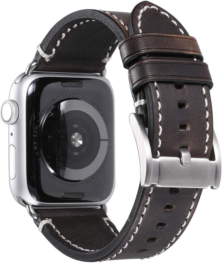 iStrap Compatible/Replacement for Apple Watch Band 42mm 38mm 44mm 40mm Leather Bands Wristband Strap for iwatch Bands Men Series 5&4&3&2&1