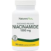 NaturesPlus Niacinamide, Sustained Release - 1000 mg, 90 Tablets - High-Potency Vitamin B3 Supplement - Vegetarian, Gluten Free - 90 Servings