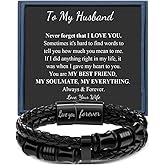 Memgift 𝐋𝐞𝐚𝐭𝐡𝐞𝐫 𝐁𝐫𝐚𝐜𝐞𝐥𝐞𝐭 𝐅𝐨𝐫 𝐌𝐞𝐧 Birthday Valentines Day Gifts for Son Grandson Man Dad Boyfriend Husband Brother Double-Row Braided Leather Bracelet for Men 7.5 8.5 9 Inches