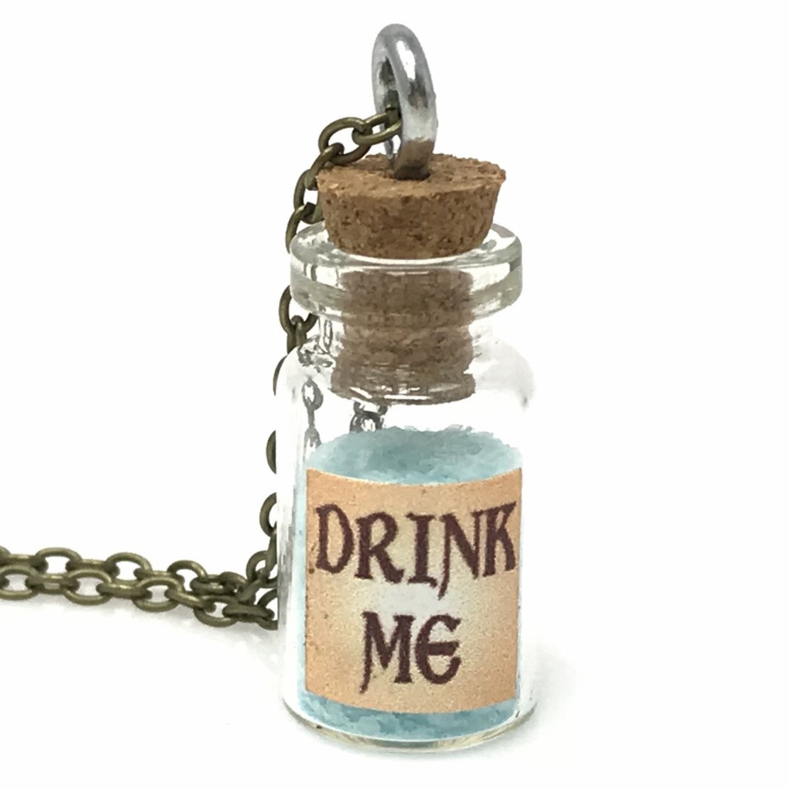 UMBRELLALABORATORY Alice in Wonderland Fairy Glow in The Dark Kawaii Necklace-Drink me handmade label sticker