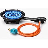 Large Cast Iron Propane Burner-13" High Pressure Wok Stove-Auto Ignition-Fire Control Knob-Great for Outdoors-Heavy Duty
