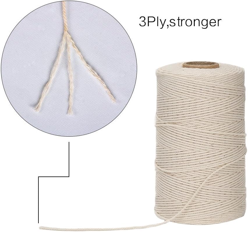 Tenn Well Cotton String, 3Ply 656Feet Bakers Twine Food Safe Cooking String for Trussing and Tying Poultry Meat Making Sausage DIY Crafts and Decoration : Office Products