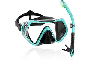 WACOOL Professional Adults Teens Kids Snorkeling Snorkel Diving Scuba Package Set with Anti-Fog Coated Glass Purge Valve and 