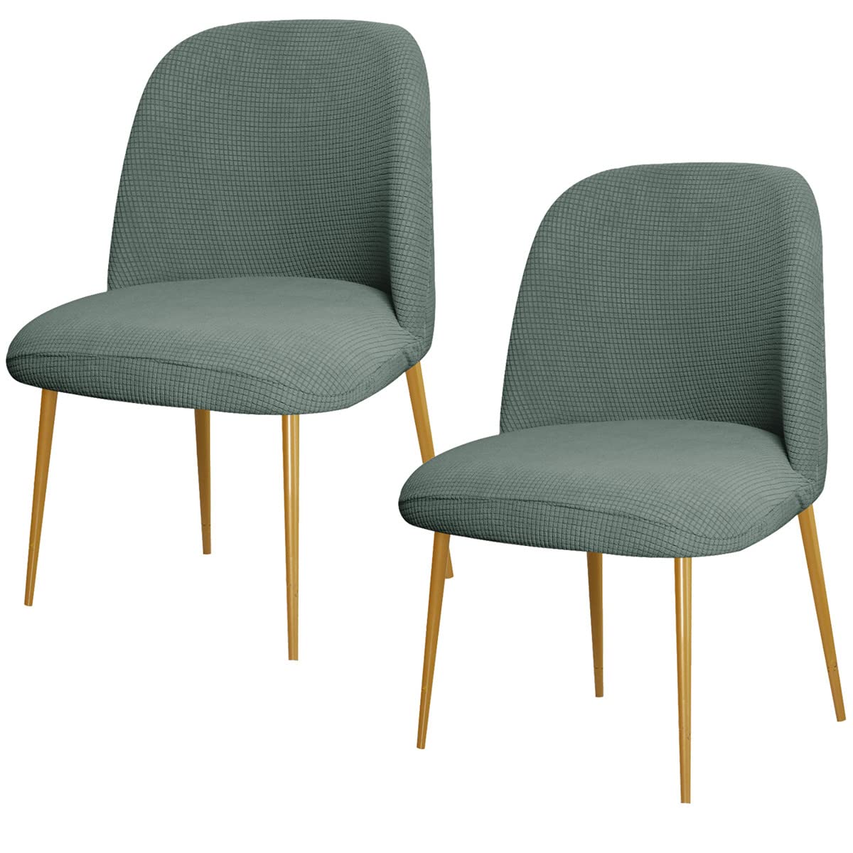 View 1 of SZJIAHTM 2 Pcs Dining Chair Covers Soft Stretch Slipcover Polyester Armless Curved Back Kitchen Chair Slipcovers Protector for Living Room and Bedroom