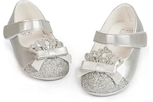 KIDSUN Infant Baby Girls Mary Jane Shoes Non-Slip Rubber Sole Ballet Slippers Princess Dress Wedding Shoes Newborn Crib Shoes First Walkers Shoes