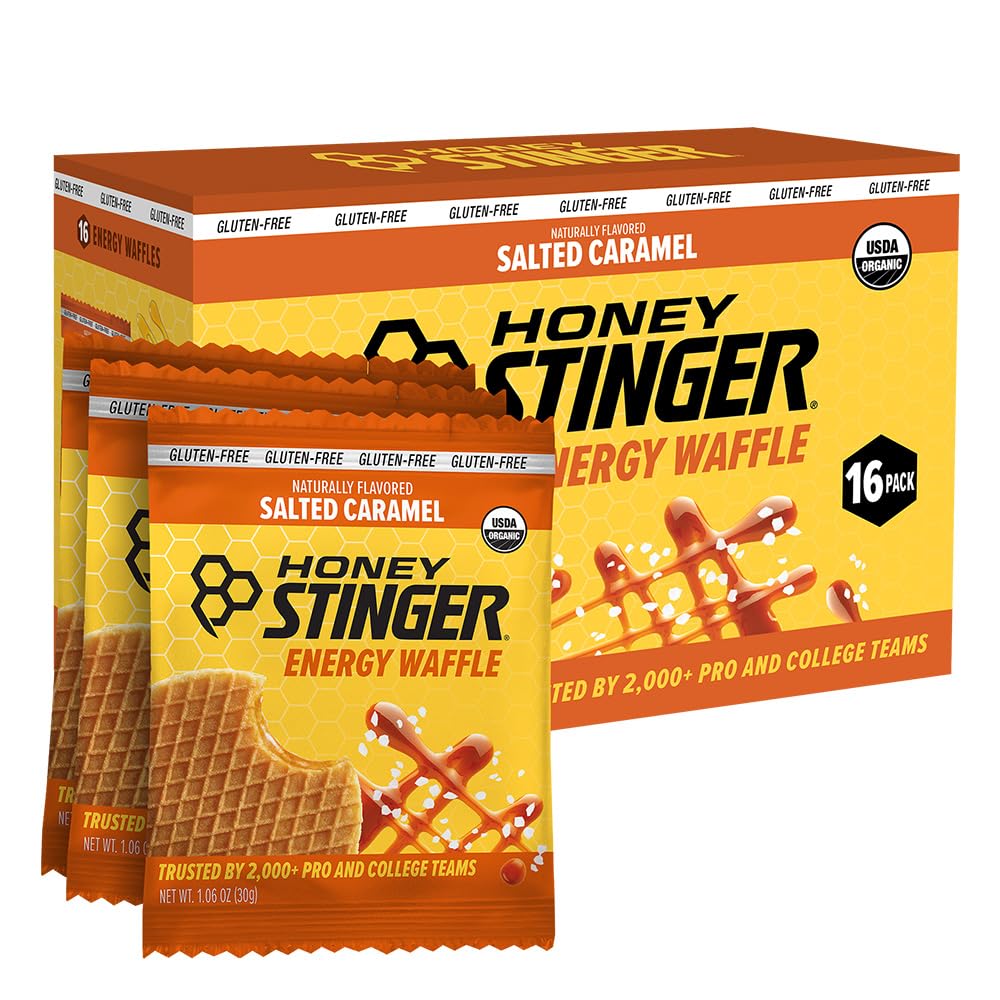 Honey Stinger Organic Gluten Free Salted Caramel Waffle, Energy Stroopwafel for Exercise, Endurance and Performance, Sports Nutrition for Home & Gym, Pre & Post Workout, 16.96 Ounces (Pack of 16)