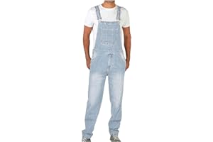 Overalls for Men Denim Slim Fit Suspender Pants Casual Work Overalls Jean Jumpsuits with Adjustable Straps