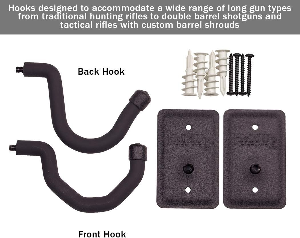 Hold Up Displays - Horizontal Gun Rack Storage and Shotgun Hooks Store Any Rifle Shotgun and Bow - Heavy Duty Steel - Made in USA: Sports & Outdoors