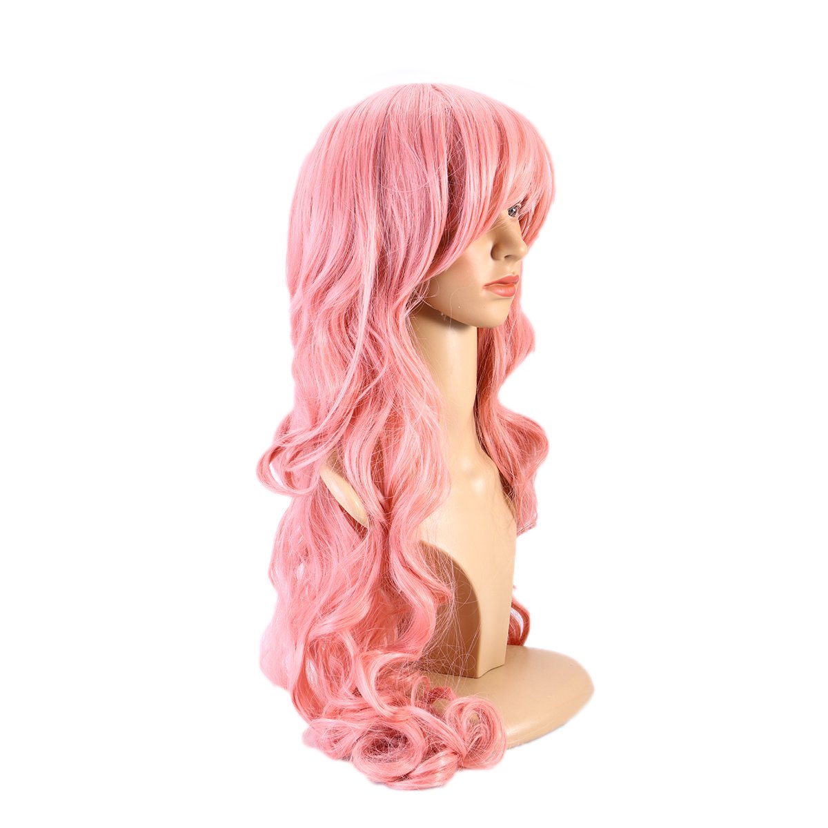 Wigs for Women, 80 cm Long Wave Curly Hair Wigs with Bangs Cosplay Wig Lolita Style Anime Cosplay Wigs(Pink)