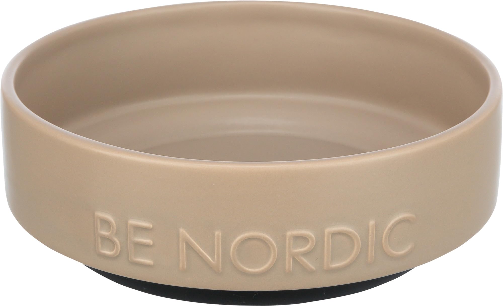 TRIXIE BE NORDIC 24526 Ceramic Dog Bowl 500 ml Taupe - Modern Feeding Bowl for Small Dogs Diameter 16 cm Ceramic Bowl with Non-Slip Rubber Coating