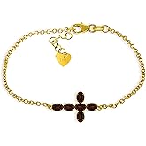 Galaxy Gold GG Garnet Cross Bracelet in 14k Yellow Gold