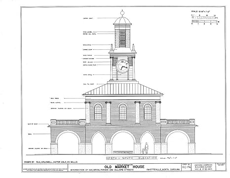 Amazon 歴史的な絵文字青写真図図 Habs Nc 26 Fayvi 1 10枚4枚 古い市場の家 ヘイ グリーン 人とギルスパイの通り フェイエットビル カンバーランド郡 ノースカロライナ州 in X 16in Hab 16 アートフレーム ポスター オンライン通販