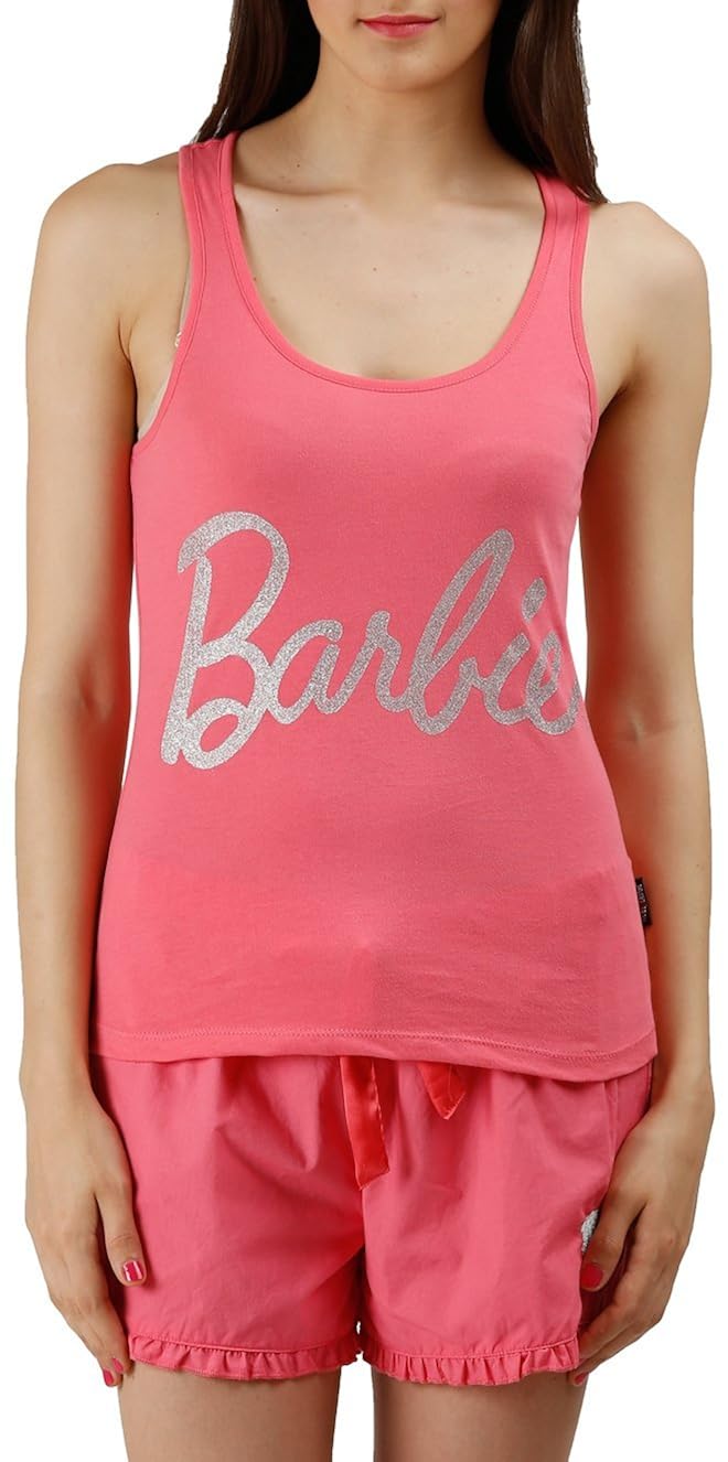 the boxer store barbie classic women's top & shorts set- pink