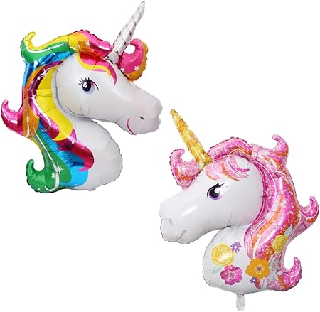 Amazon Onehorse 2体セット ユニコーン バルーン 風船 顔 おもちゃ ゆめかわいい パーティー 装飾 飾り付け ピンク レインボー 風船 バルーン おもちゃ