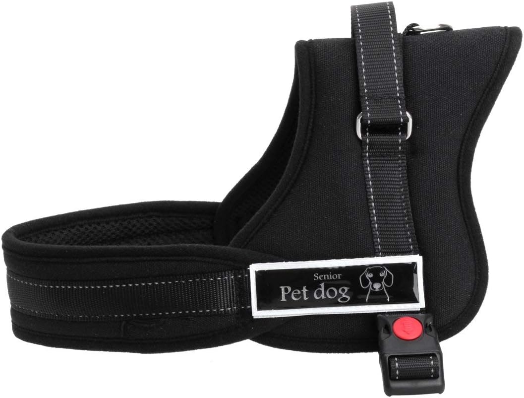 Aulola Soft Padded Dog Harness Adjustable No Pull Walking Training Assistance Chest - Black Medium