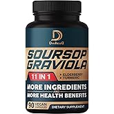 Soursop Graviola Capsules - 3 Months Supply - 9450mg Per Serving - 11 Herbs Elderberry, Turmeric Curcumin, Ginger Root, Milk Thistle - Mood, Mind, Body & Immune Support - 90 Vegan Capsules