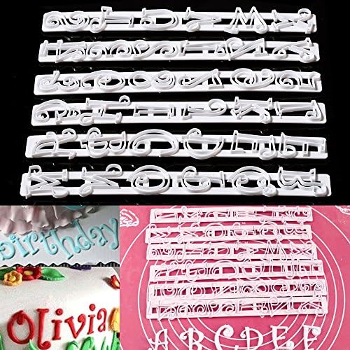 6 pcs Alphabet Letter Number Cutter Cake Decoration Fondant Sugarcraft Frill Edge 3D Mold (capital letters and number)