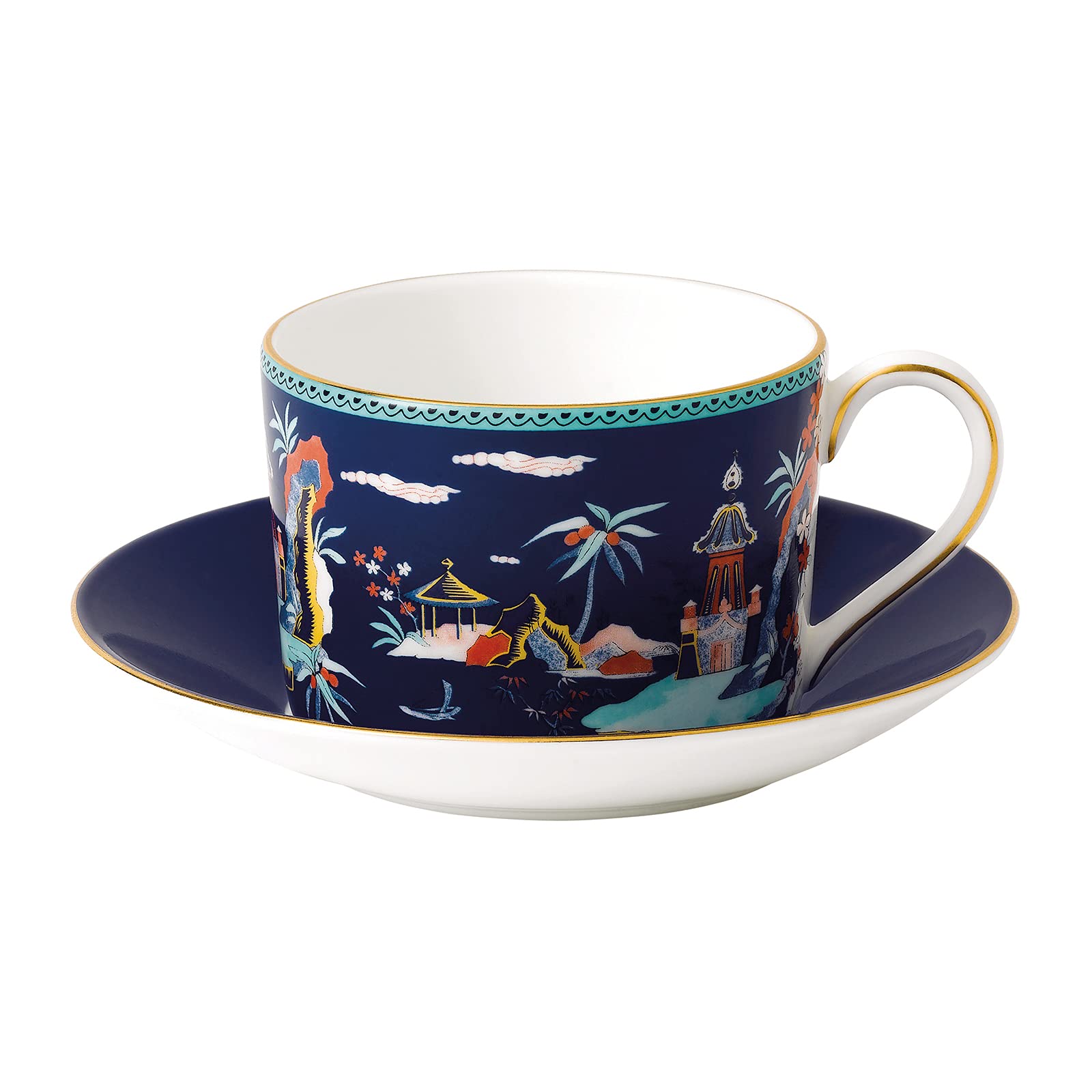 Wedgwood Wonderlust Blue Pagoda Teacup & Saucer Set