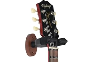 AUPHY Guitar Wall Mount Auto Lock,Guitar Wall Holder with Nitro-Safe Velvet,Universal Compatibility for All Headstocks and Neck Widths Supports Acoustic, Electric, and Bass Guitars (Wood Red)