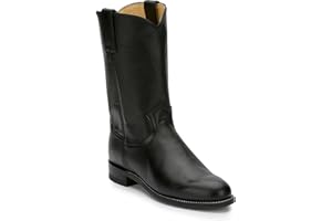 Justin Cora 10" Black Leather Roper Boots for Women - with Round Toe and J-Flex Comfort System Insoles