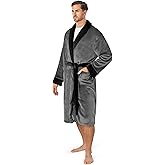 PAVILIA Mens Soft Robe | Warm Fleece Robes for Men, Soft Spa Bathrobe with Shawl Collar and Pockets