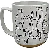 Heardbeli White-Grey Cartoon Cats Ceramic Mug with Handle Coffee Mug 550ml/18.6oz. Cute Funny Novelty Vintage Gift Hand Painted