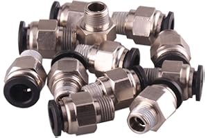 QBGTFAK 1/4 PT Male Thread 8mm Push in Joint Pneumatic Connector Quick Fittings 12 Pcs Ted Lele (8mm 1/4)