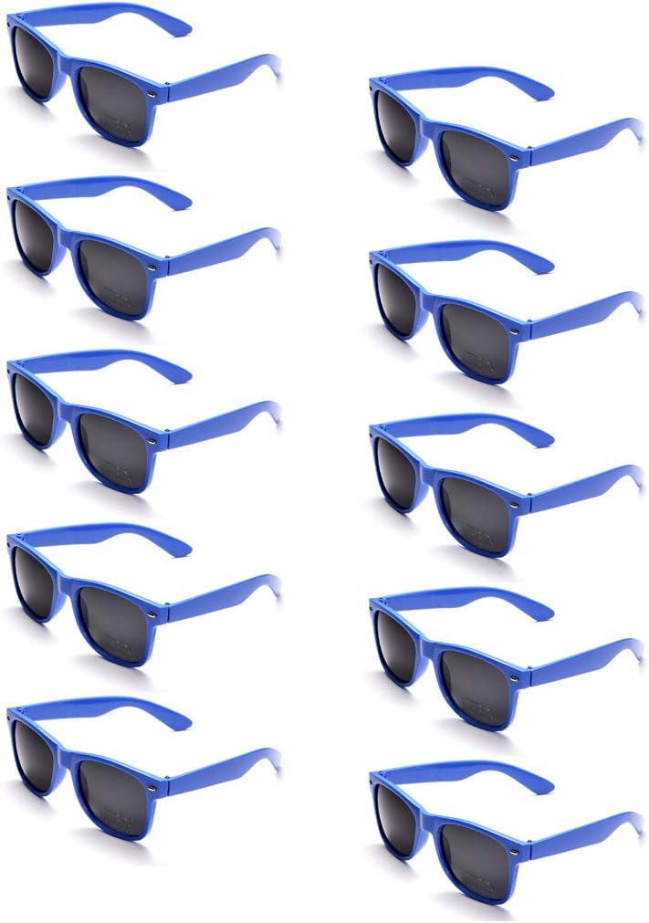 Onnea 10 Pairs 80's Party Favors Sunglasses Pack for Adults UV400 Protection (Blue 10-pack)