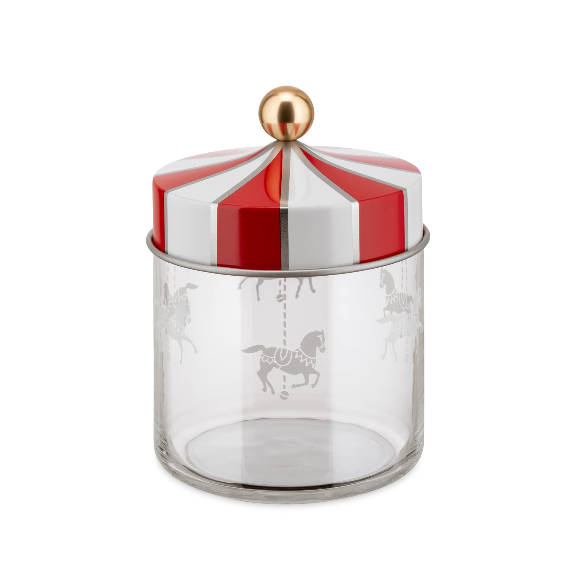 Alessi Circus MW30/75 - Design Food Storage Jar in Silkscreened Glass with Tinplate Lid, 75 cl