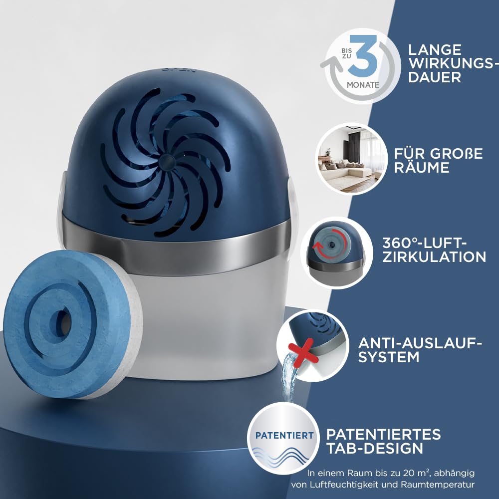 Pattex AERO 360º Luftentfeuchter, ultra-absorbierender Raumentfeuchter, hilft Kondenswasser, Schimmel- und Modergeruch zu vermeiden, nachfüllbarer Raumluftentfeuchter, 1 Gerät inkl. 1 Nachfülltab 450g 4