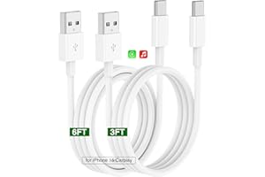 CABEPOW 3/6ft Car Charging Cable for iPhone 16 15 Pro Max Car Charger,Long Apple USB A to USB C Cable for Car Charger Adapter,Carplay USB C Cord Fast Charging for iPhone 16 15,16 15 Pro,16 15 Plus,iPad Pro