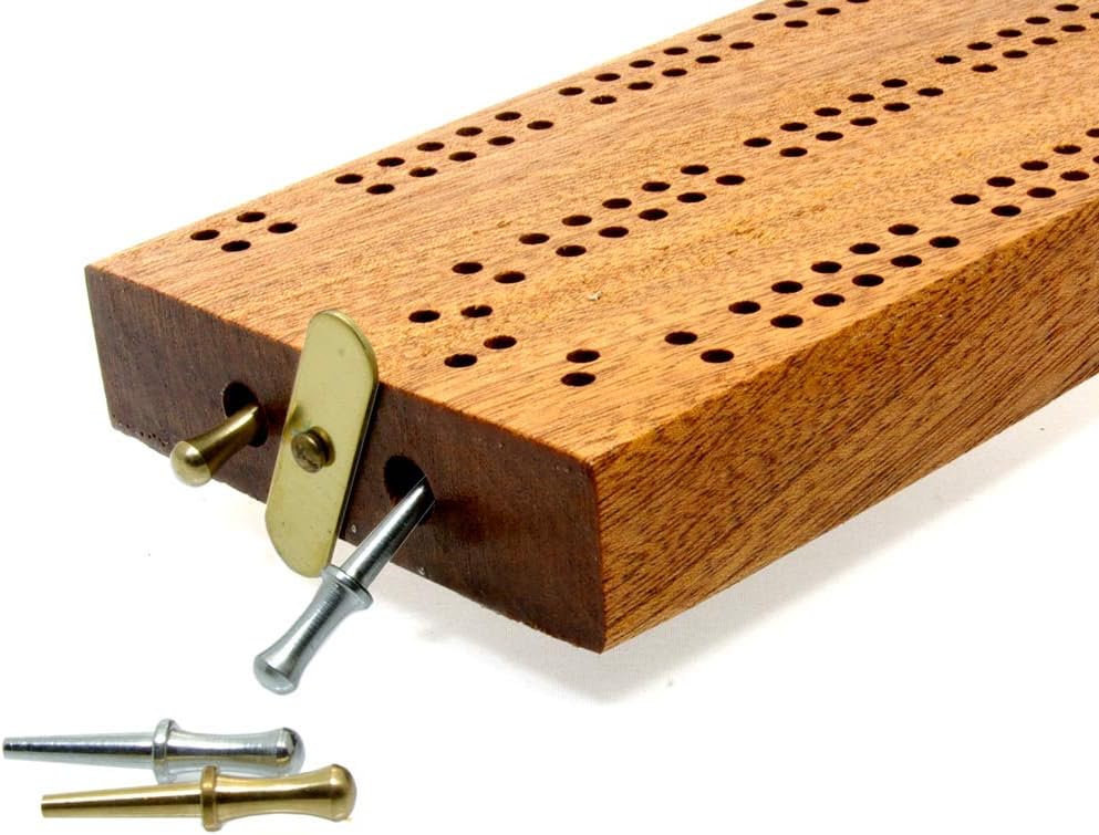 Made in Britain Continuous 2 Track Hardwood Cribbage Board, 30cm (12") with Peg Storage - Image 3