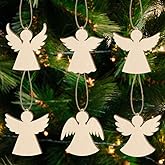 36pcs/Set Wooden Angel Christmas Tree Ornaments, 3.15 Inch, White