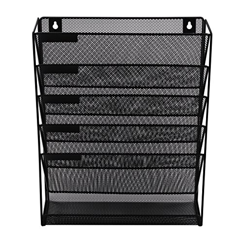 MaxGear Mesh Wall File Organizer Wall Mounted File Holder 5 Tier Metal