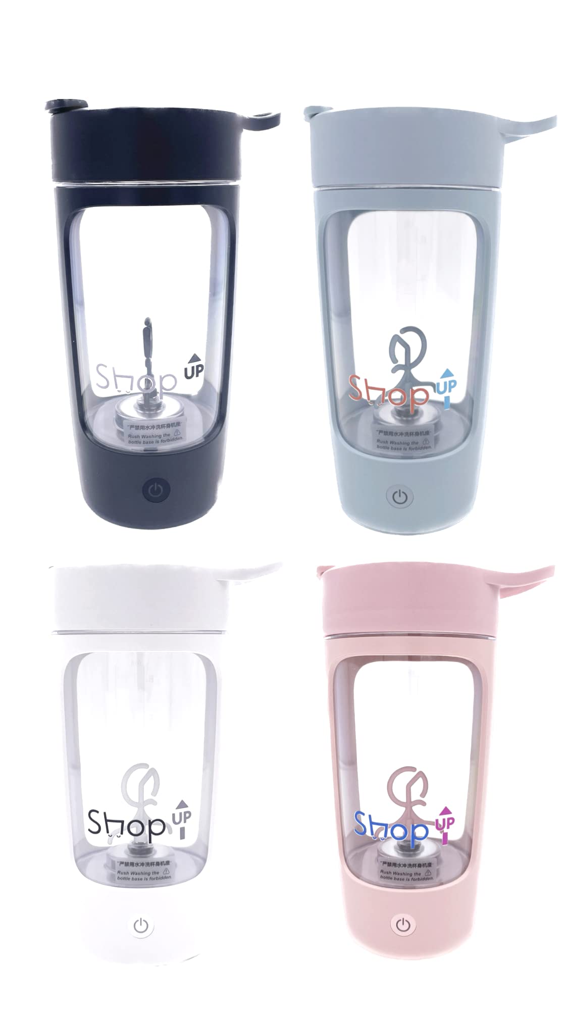 Shop-UP! Portable Protein Shaker & Blender, Smoothies, Refillable, Various Colors (Pink)