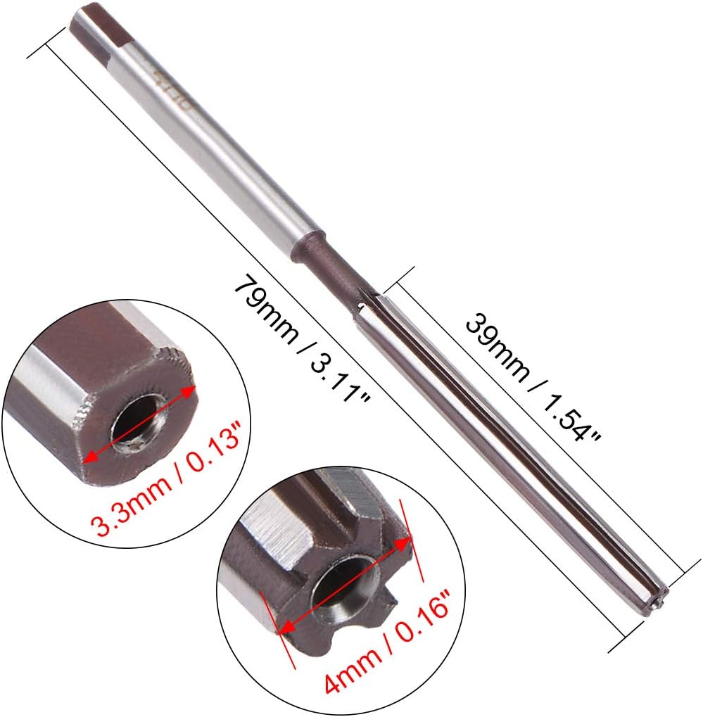 sourcing map Hand Reamer 4mm Alloy Tool Steel H8 6 Straight Flutes Hand Milling Cutter Tool Metric Reaming Drill Bit for Metal - Image 3