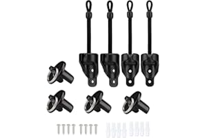 IVYSUN Sun Shade Replacement Parts Tie Downs and End Cap with Ring Kit,Reinforced End Cap,Weather Resistance,Compatible with Coolaroo Exterior Roller Shade,Outdoor Blinds(Black,2 Set)