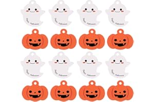 AWLEYNZ 100Pcs Halloween Tags for Goodie Bags, Pumpkin Ghost Pattern Gift Tags for Trick or Treat Party Favor Supplies, Candy Cookies Goodie Bags Gift Wrap Hanging Decor