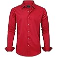 J.VER Men's Dress Shirts Solid Long Sleeve Stretch Wrinkle-Free Formal Shirt Business Casual Button Down Shirts