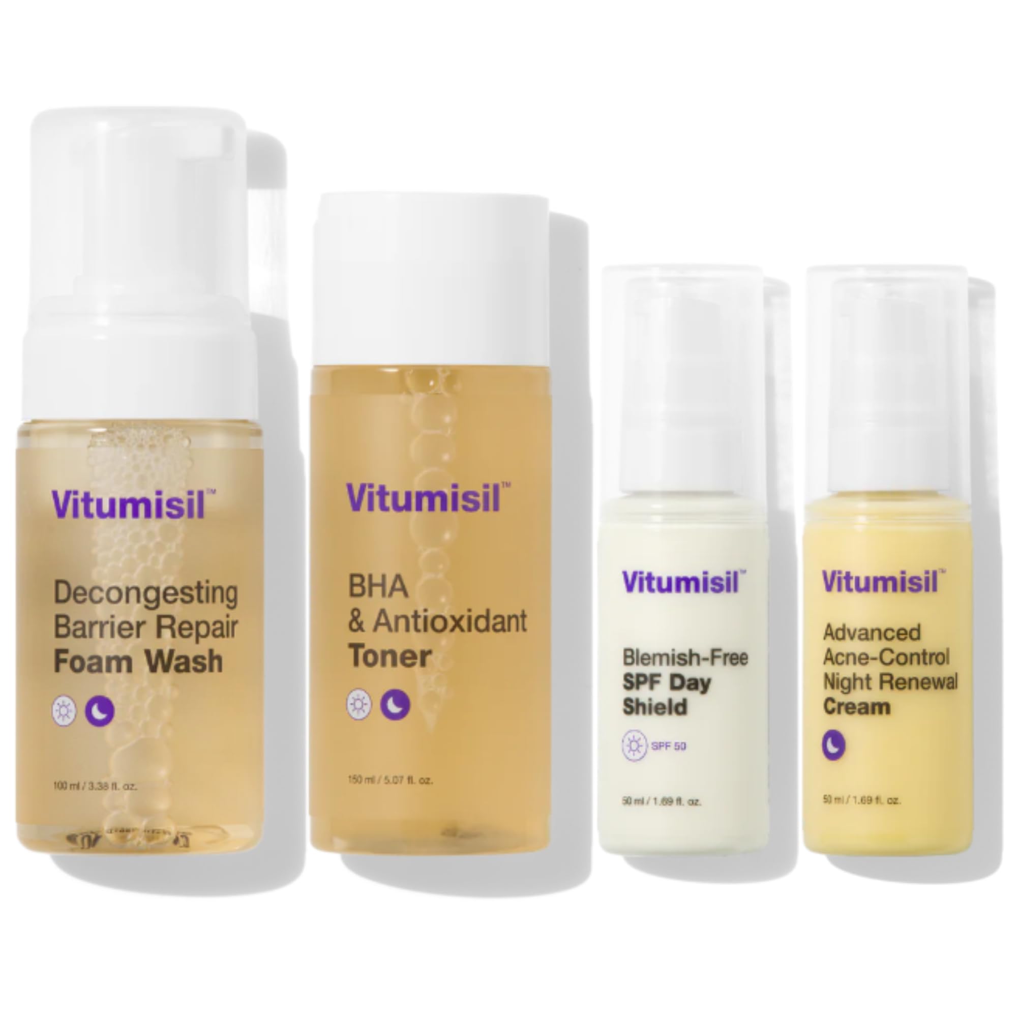 Dermz Acne Treatment - Acne Cream, SPF Face Protection, Face wash & Toner - Set of 4