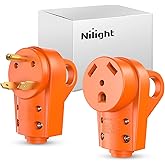 Nilight 30 Amp RV Male and Female Plug Set ETL Listed | TT-30P Plug TT-30R Receptacle 125 Volt Heavy Duty Electrical for Camper Caravan Motorhome Van Trailer