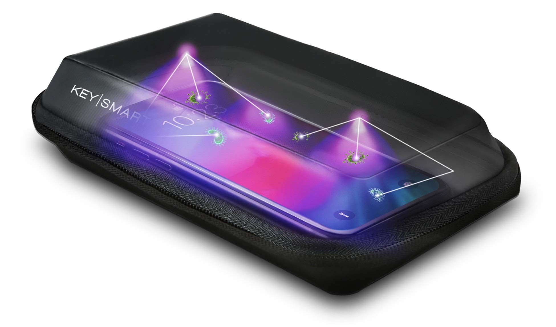 KeySmart CleanTray to-Go - Rechargeable Portable Box to Clean Phone, Wallet, Keychain