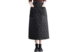 Women's Puffer Skirt Winter Warm High Waisted A-Line Quilted Down Skirts with Pockets Fashion Casual Maxi Skirts