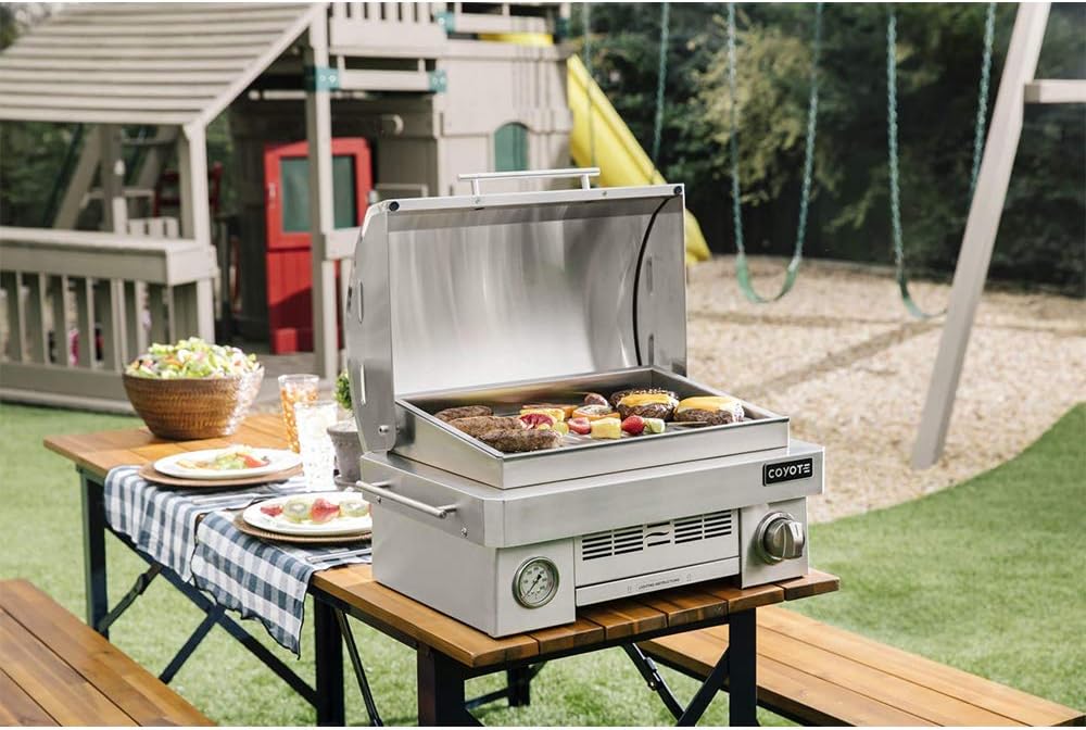 review Coyote Outdoor C1PORTLP Infinity Burner 200 Square Inch Portable Propane Gas Grill, Silver