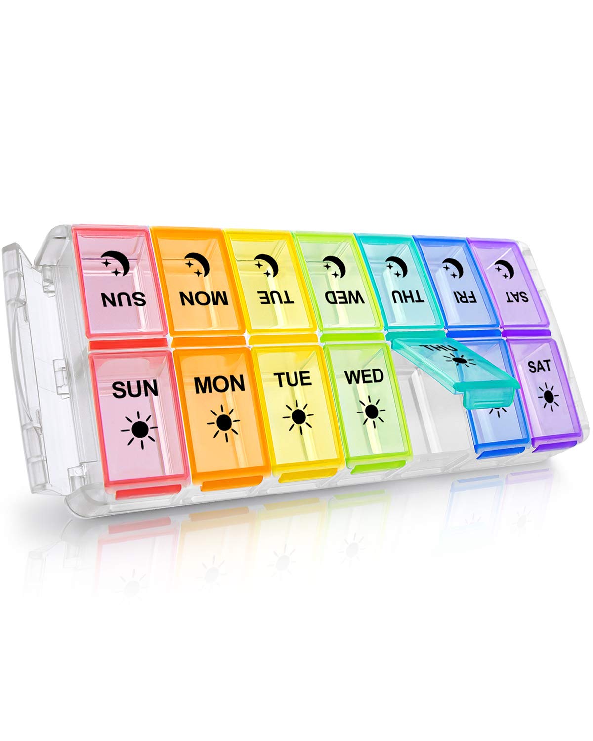 Photo 1 of Pill Organizer 2 Times a Day, Fullicon Quick Fill Large Weekly AM PM Pill Box, Medicine Organizer 7 Day, Daily Pill Cases - Rainbow (Patent Registered)