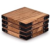 Samhita Acacia Wood Square Coasters Protection Tabletop,Countertop and Surfaces Size: 4" x 4", Set of 4